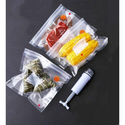 5pcs/lot Reuse Vacuum Preservation Bags Air Compression Compression Bag Food Fruit Deli Sealed Bag Deli Storage Bag 2020 E11169