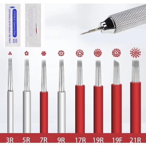 50pcs Round needles Microblading Needles Fog Eyeborw Permanent Makeup Blade Shading Fog Eyebrow Tattoo Needle for manual pen