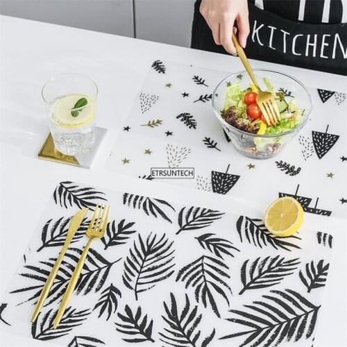 50pcs Waterproof Tableware Placemat Pad Dining Table Mat Heat Insulation Non Slip Placemats Bowl Coaster Kitchen Decoration