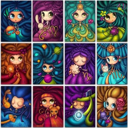 5D Diamond Painting Cute Girl Cartoon Comics Cat animals Full Square&Round Diamond embroidery Cross stitch Diamond mosaic Paint