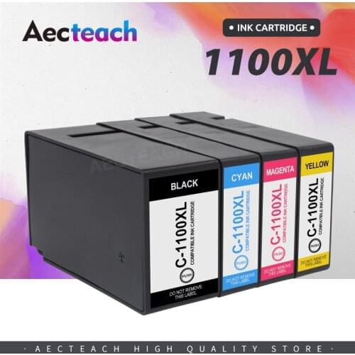 Aecteach new PGI1100 XL Ink Cartridge For Canon PGI-1100 1100xl MAXIFY MB2010 MB2110 MB2710 Printer Full Ink with Chips