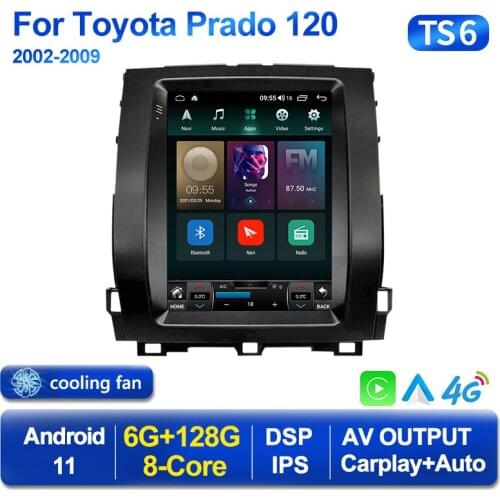 For Toyota Land Cruiser Prado 120 2002 - 2009 For Tesla style screen Car Radio Multimedia Video Player Navigation GPS Android