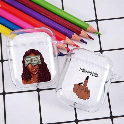 Funny Make Money Not Friends Earphone Cases For Airpods 1 2 Cute Black Girl Pattern Wireless Headphone Cover Soft Charging Box