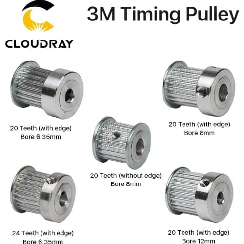 Cloudray CO2 Laser Metal Parts Synchronous HTD 3M Gear Pulley 6.35/8/12mm for DIY CO2 Laser Engraving Cutting Machine
