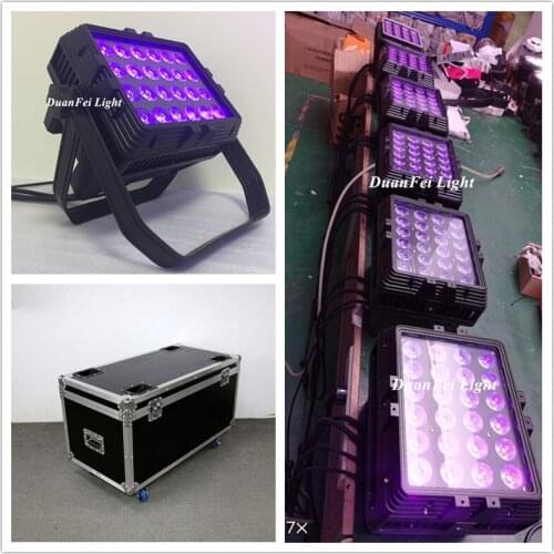 Road Case) 4pcs Outdoor Spot Wash Lyre 24x18w RGBWAUV 6in1 LED City Color Building Washer RGBWA UV 18W