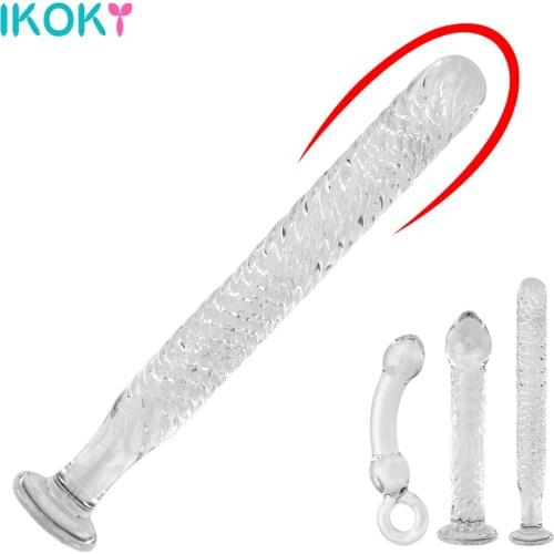 IKOKY Crystal Glass Dildo Anal Butt Plug Fake Penis Adult Sex Toys for Women Men Gay Sex Products Female Masturbation