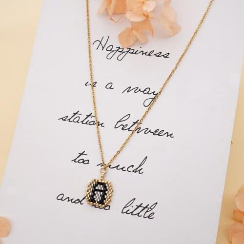 Go2Boho Stainless Steel Chain Name Initials Pendant Necklace Miyuki Necklaces Women Jewellry 26 Alphabet Collar Gift for Her