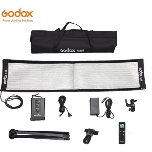 Godox 30*120cm FL150R 150W Flexible Foldable Cloth LED Video Light 3300-5600K Bi-color with Controller Remote Control X-shaped