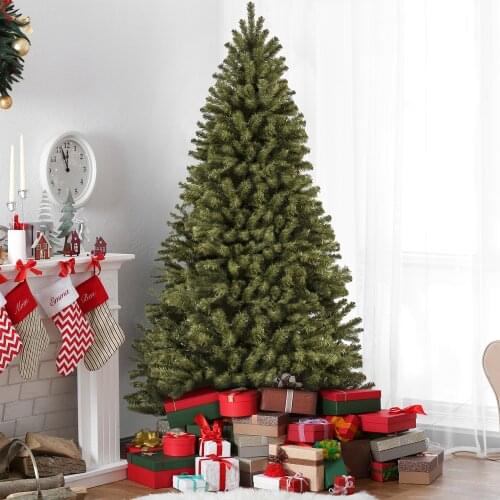 8 ft Hinged Fir Pencil Artificial Christmas Tree with Metal Foldable Stand New Year Home Holiday Party Decor Tree