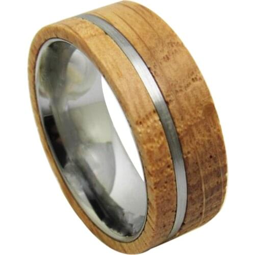 Classic Wedding Party Ring Shiny Silver Color Tungsten With Wood Ring Women Wedding Classic Jewelry Engagement Party RING