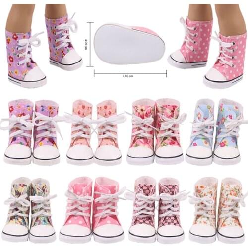 Doll Shoes High-top Canvas Boots For 18 Inch American &43 Cm Baby New Born Doll Accessories Generation Girl`s Toy Christmas Gift