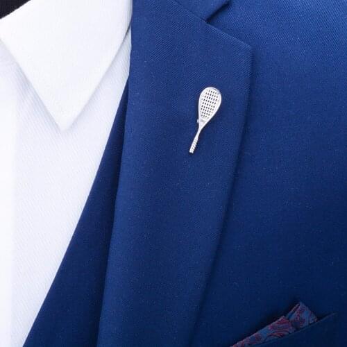 LAIDOJIN Fashion Tennis Racket Lapel Pin Brooches For Men Shirt Badges Suit Brooch Pins Collar Women Accessories Brand Jewelry