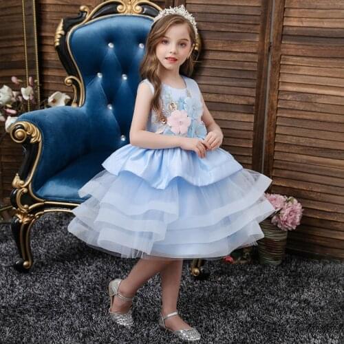 Summer New Childrens Wedding Dress Girls Princess Dress Gauze Tutu Performance Costume Kids Dresses for Girls