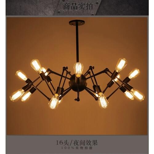 Loft Retro big Spider Chandelier Lighting DIY 14 Lights Edison Retro vintage E27 AC 110V 220V black lighting chandeliers modern