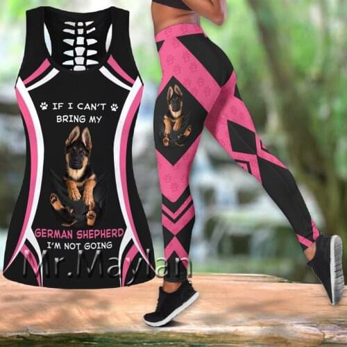 3D Digital Printed German Shepherd Hollow Tanktop Women Sexy Vest Girls Fashion Tank tops Clothes ropa mujer Oversized Drop ship