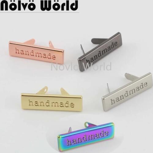 20-100 pieces,6 colors 36*10mm Handmade Tone On Tone rectangle metal purse label tags,sew bags handmade metal labels