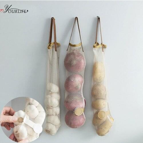 Reusable Kitchen Produce Bags Onion Potato Mesh Bag Eco Friendly Vegetable Fruit Bag Kitchen Hanging Bag Organizer