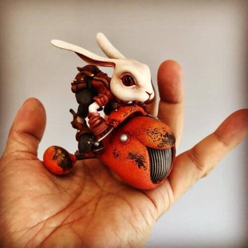 Resin Figure Kit WF2018 Rabbit with Moto Unpainted Garage Resin Model Kit