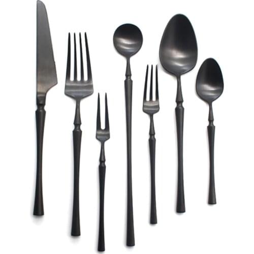 Black Cutlery Set 304 Stainless Steel Butter Knife Dessert Fork Western Dinnerware Tableware Set Kitchen Accessories