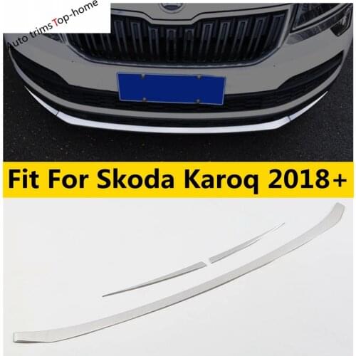 Yimaautotrims Front Bumper Lower Engine Grid Grill Strip Cover Trim Stainless Steel Accessories Fit For Skoda Karoq 2018 - 2020