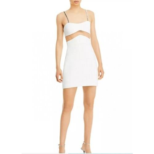 Sexy 2021SS Summer Women High Quality Mesh Patchwork Diamonds Strap Sleeveless Dress 2 Color Rmsx 5.27