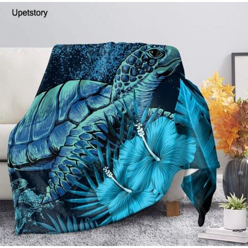 Upetstory Hawaiian Sea Turtle with Hibiscus Plush Blanket Throw for Children on Bed Sofa Couch Adult Single Fall Blankets