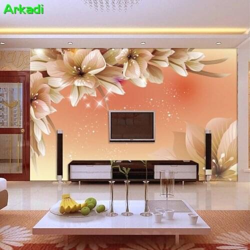 Custom Sofa Living Room TV Background Wall Paper Bedroom Idyllic 3D Mural Love Romance Flower