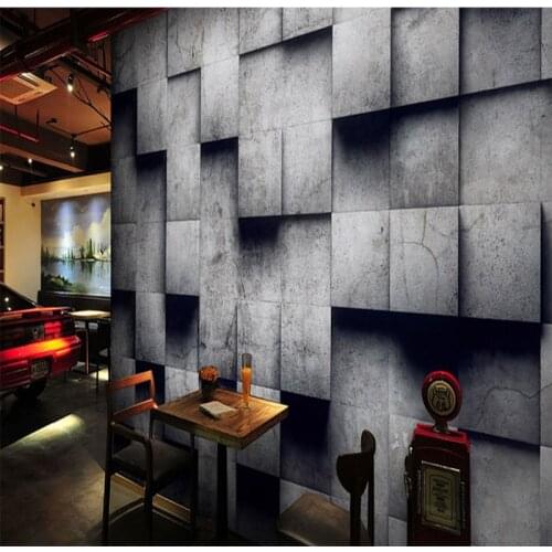 Drop Shipping photo Wallpaper Cement Wall Lattice Brick Wallpaper Net Coffee KTV Milk Tea Cafe Mural Retro Nostalgic 3D Stereo