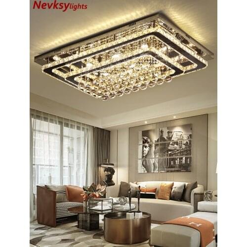 Luxury silver ceiling lamp living room modern crystal ceiling lights bedroom led Ceiling Lamps dining crystal Fixtures kitchen