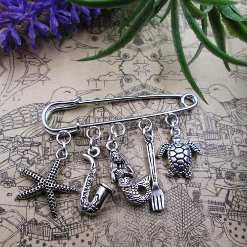Mermaid Dinglehopper Movie CartoonTheme Silver Plated Charm Brooch Gift Birthday