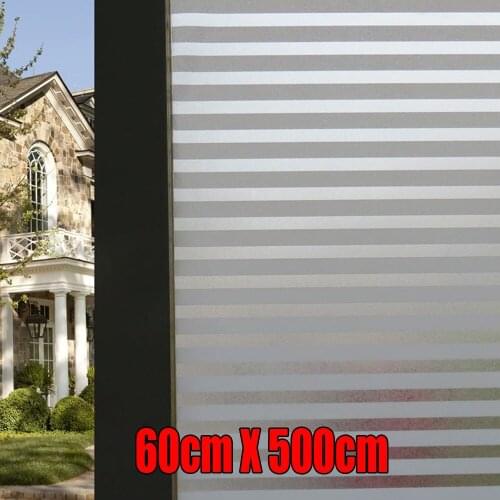 Self-adhesive Window Film Frosted White Stripe Glass Film Sliding Door Bath Shutters Window Stickers 60*500/60*200CM