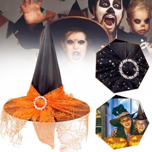 Witch Hat Halloween Wide Brim Hat Halloween Party Props Cosplay Costume Accessories for Children Adult Pumpkin Decor Ornaments