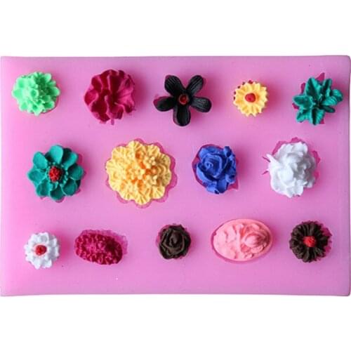 Mini Flowers Shape Fondant Decorative Cake Liquid Silicone Mold Cookie Chocolate Mould Candy Cake Pudding Molds DIY Baking Tools