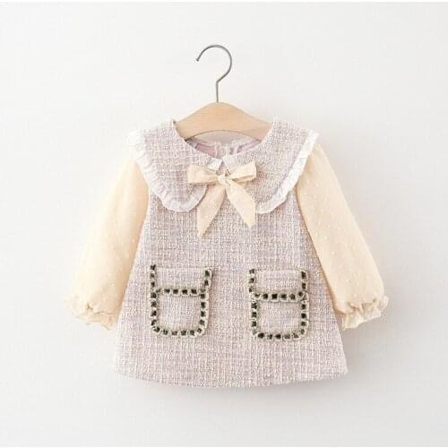 2021 Spring Autumn Dress Girls Baby Elegant Plaid Bow Princess Dresses Kids Birthday Party Vestidos Clothes Children ropa