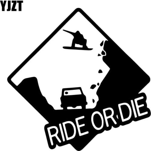 YJZT 16.3CM*16.2CM Ride Or Die Snowboard Creative Vinyl Decal Body Of Car Decoration Car Stickers Black/Silver C31-0343
