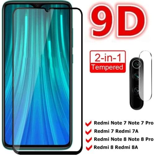 2 in 1 Tempered Glass For Xiaomi Redmi Note 8 7 Pro 8T Camera Lens Screen Protector On The Redmi 7 7A 8 8A Protective Glass Film