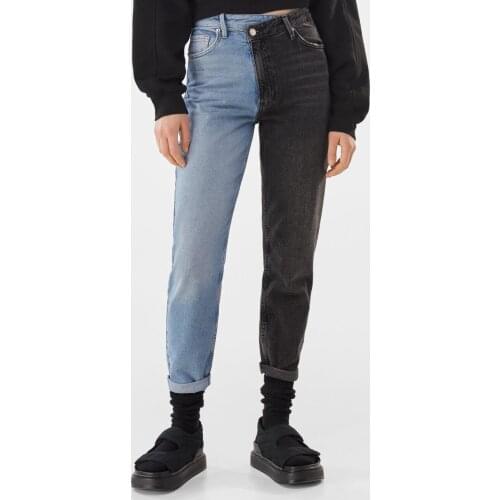 Double Color Mom Jean Pants For Woman Style Fashion Cool fashion clothing summer winter styled street blue jeans for women