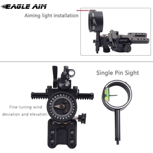 1pc Hunting Shooting Archery Accessories Compound Bow Sight 0.019" Optic Fiber Single Pin Sight Scope
