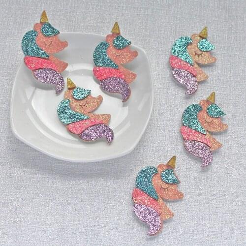 20pcs Padded Glitter Kawaii Unicorn Patches for Crafts Decor Applique DIY Headwear Hair Clips Accessories