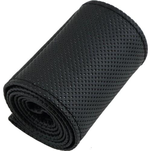 2017 Sew Soft PU Leather Car Steering Wheel Cover Anti-slip Breathability Steering Wheel Cover With Needles and Thread Black