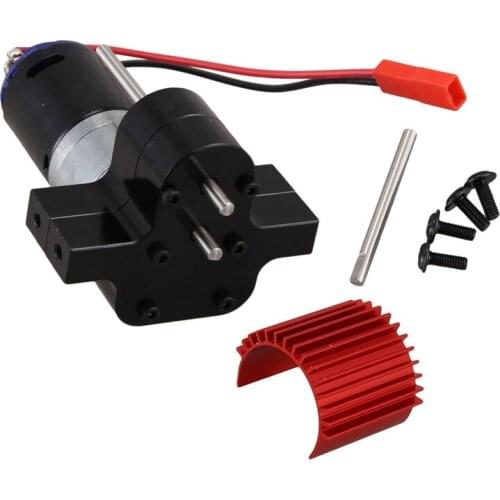370 Brushed Motor+Alloy Heat Sink Gear Box Set with Steel Gears for WPL Henglong C14 C24 B14 B24 B16 B36 4X4 6X6 Upgraded Parts