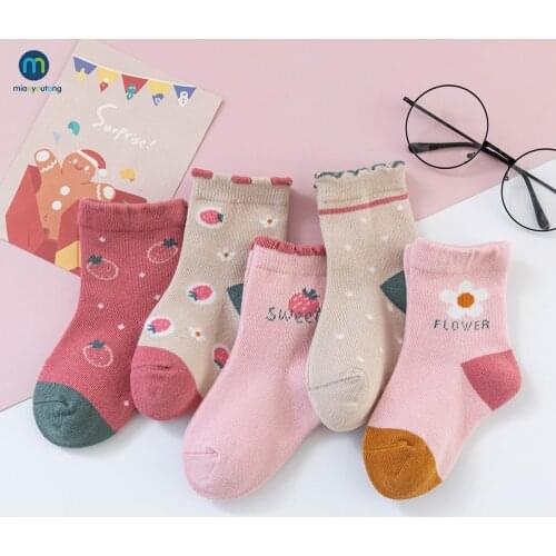 10 Pcs/Lot Cute Fun Cartoon Baby Kids Socks Winter Cotton Toddler Childrens Socks For Girls Breathable Soft Women Miaoyoutong