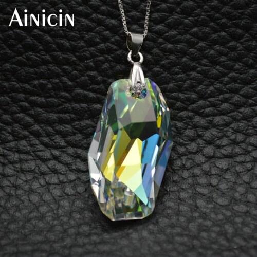 5pcs Luxury Women Jewelry Faceted Crystal Pendant With 18'' Silver Box Chain Necklace Birthday Gift