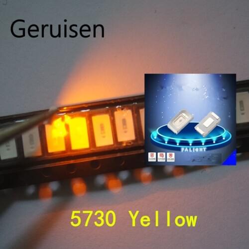 5630/5730 SMD/SMT YELLOW SMD 5730 LED Surface Mount Yellow 2.0~2.6V 580-590nm Ultra Birght Led Diode Chip 5730 Yellow 100pcs