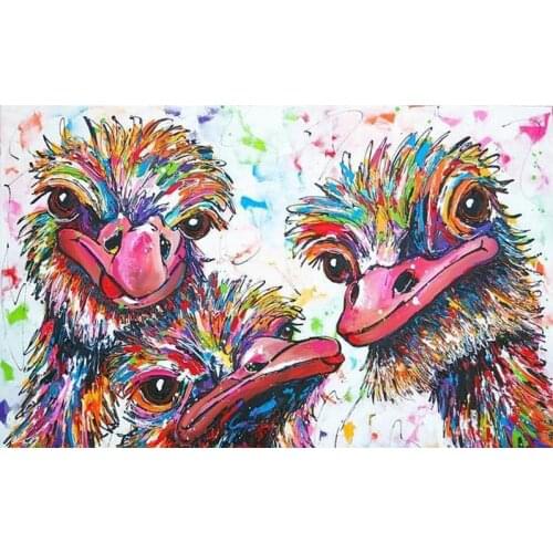 5D DIY Cartoon Animal Diamond Painting Full Square/Round Drill "Colored Ostrich" 3D Embroidery Cross Stitch Gift Home Decor