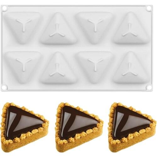 8 Triangular Cavity Cake Mold Pizza Baking Molds Triangle DIY Silicone Chocolate Cake Cupcake Biscuit Soap Baking Mold Tools