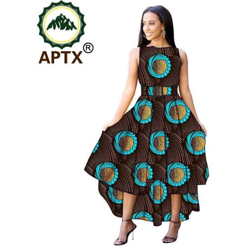 African Clothing For Women Floor length Ankara Style Floral Skirt Wax Pure Cotton Crew Neck Sleeveless African Elegant Princess