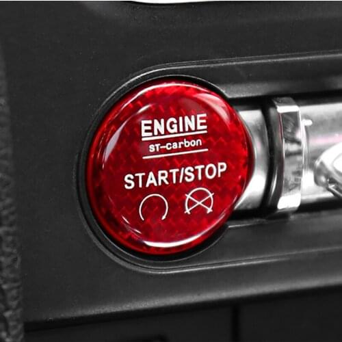 Carbon fiber car one-key start decorative button sticker For 15-20 Ford Mustang Car interior Accessories