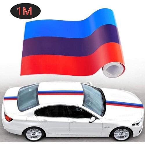 3-Color Stripe Car Decal for Hood Front/Rear Bumpers Body Side Roof Trunk Racing Modifed Decal Decoration