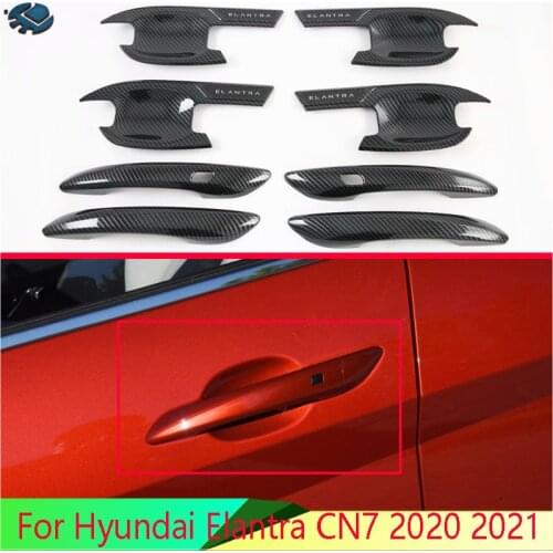 For Hyundai Elantra CN7 2020 2021 Car Accessories ABS Door Handle Bowl Cover Cup Cavity Trim Insert Catch Molding Garnish
